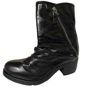 NWT Miz Mooz Shannon Black Leather Double Zip Mid Boots Size 37 U.S. Size 6.5-7